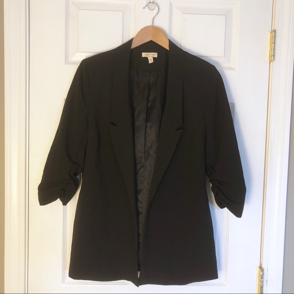 Silence + Noise | Black Blazer 3/4 Ruched Sleeve